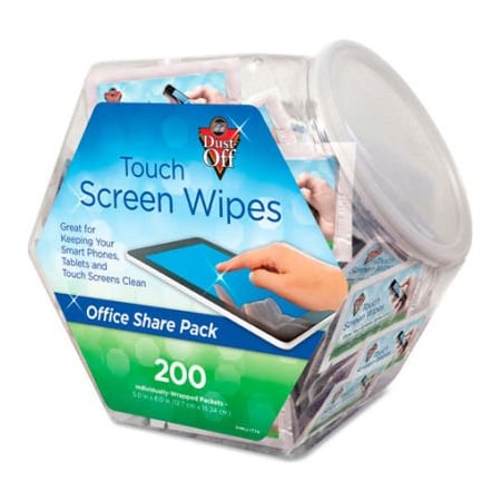 Falcon Safety Dust-Off Antistatic Monitor Wipes Office Share Pack, 200 Indiv. Wipes - FAL DMHJ